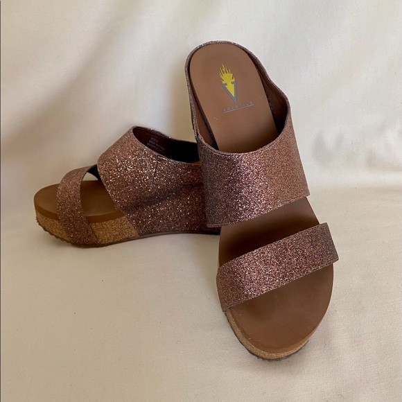 Volatile Glowing Glitter Platform Wedge Sandal
